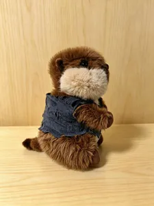 Cute plush beaver otter toy with dark vest soft stuffed animal doll for kids gift