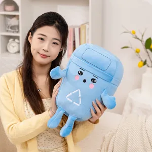 Coussin en peluche poubelle créatif mignon jouet en peluche recyclage drôle poupée.