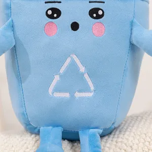 adorable coussin en peluche poubelle, poupée bleue créative pour décoration intérieure et cadeau drôle.