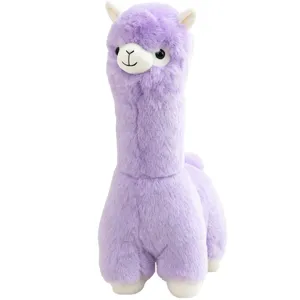 Cute soft purple alpaca plush toy stuffed animal doll fluffy hugging pillow for kids