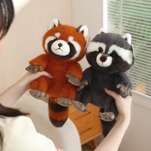 Cute Simulation Raccoon And Red Panda Plush Toy Stuffed Animal Doll Soft Fluffy Pillow Home Decor Gift
