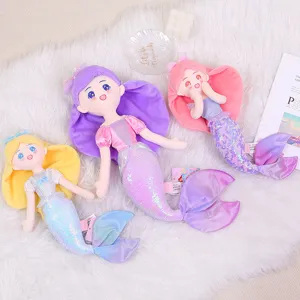 Mermaid Princess Plush Toy Stuffed Animal Cute Glitter Sequin Tail Soft Doll Companion Girl Birthday Gift