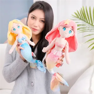 Cute mermaid plush toy set, soft stuffed doll girl birthday gift in two vibrant colors.