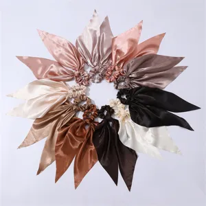 Women Silk Satin Ribbon Scrunchies Set 10 Pieces Elastic Hair Bands Fashion Accessories For Girls Daily Hair Styling