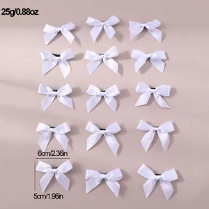 15-piece set of white ribbon hair bows, sweet and simple style, perfect for daily wear.