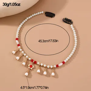 Vintage pearl forehead chain hair accessory bohemian crystal headpiece for women and girls