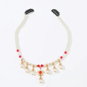 Traditional Chinese Hanfu forehead ornament retro pearl brow pendant hair chain accessory