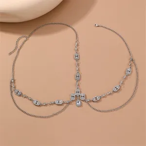 Silver rhinestone forehead chain crystal brow pendant bohemian vintage head jewelry for women