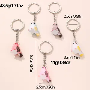 Joli ensemble porte-clés oiseau animal avec anneaux métalliques, charmant pendentif de sac.