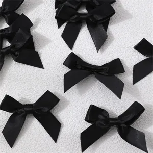 Black satin ribbon hair bows clip set, minimalist sweet style sweet hair accessories.
