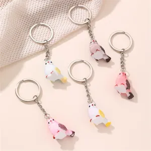 Mignon porte-clés petit oiseau coloré ensemble pendentif animal en métal pour couple ami cadeau.