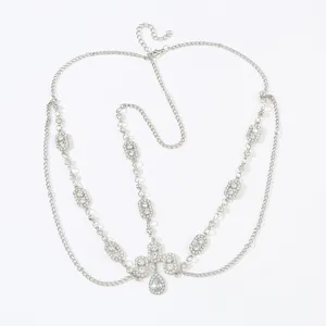 Crystal rhinestone forehead chain vintage drop headpiece bohemian ethnic hair jewelry detail