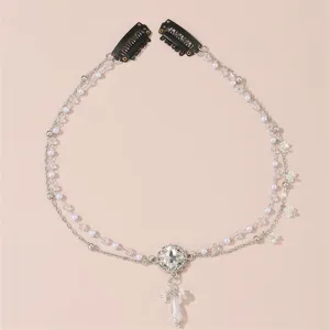 Vintage crystal forehead chain brow pendant hair accessory for women ethnic festival party