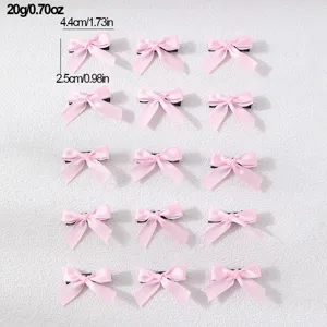 Sweet pink ribbon bow hair clips set, 15 pieces minimalist hair accessories for women.