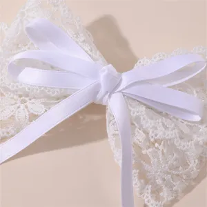 Pinza de pelo con lazo de encaje blanco para niñas, cinta de hada dulce, accesorio detalle
