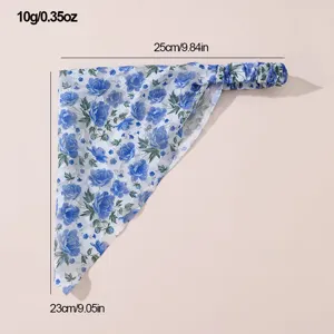 Blue floral chiffon triangular hair band elastic headband women's elegant hair accessory