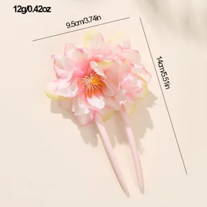 Spilla per capelli a fiore rosa dolce forcina floreale elegante accessorio donna 14cm