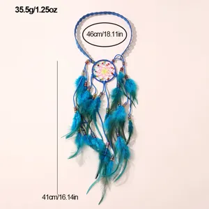 Bandeau en plumes de paon bohème, accessoire de cheveux attrape-rêves ethnique pour voyage.