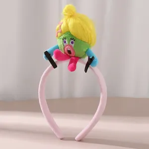 Cute quirky plush doll headband funny hair hoop soft pink hair accessories for women girls