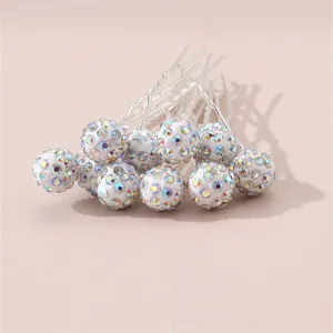 Sparkling crystal rhinestone ball U-shaped hairpins for women elegant updo styling