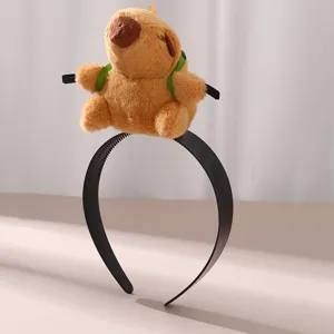 Cute capybara plush headband funny animal hair hoop soft fluffy cartoon hair accessories.
