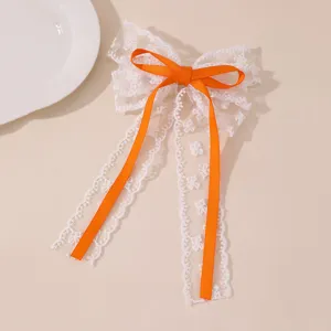 Spitzen Schleife Haarklammer mit orangefarbenem Band, süße Haarspange für Damen.