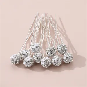 Sparkling rhinestone ball U-shaped hairpins for women elegant updo wedding hair accessories