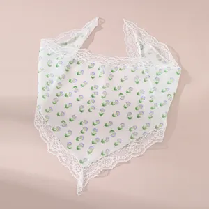 Chic floral lace triangular hair band, sweet style headscarf for daily fresh look.