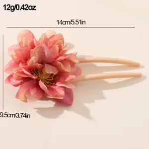 Forcina per capelli a U con fiore rosa dolce da donna, accessorio di design semplice.