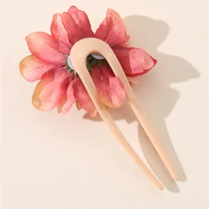 Graziosa forcina per capelli a U floreale elegante accessorio donna moda styling