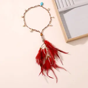 Bandeau à plumes bohème accessoire de cheveux ethnique bandeau festival pour femmes