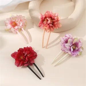 Spilla per capelli a U floreale dolce da donna, eleganti accessori per capelli minimalisti.