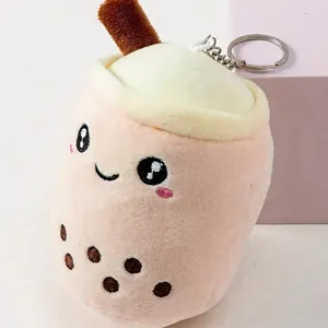 Cute plush boba tea cup keychain soft stuffed bubble tea hanging pendant bag charm gift