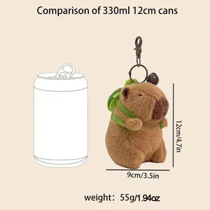 Cute Capybara plush toy keychain with mini backpack, soft stuffed animal bag charm and pendant.