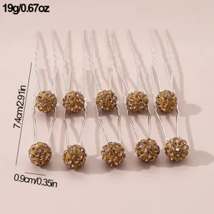 Crystal Rhinestone U-Shaped Hair Pins Elegant Sparkly Hair Fork Styling Accessories Set