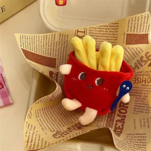 Cute plush french fries doll keychain winter hanging pendant bag charm gift accessory
