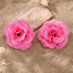 Pinces à cheveux roses artificielles douces épingles florales pour femmes style de plage plat