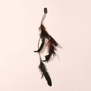 Pince à cheveux plume bohème avec cordon en cuir et perles, extension ethnique pour femmes.