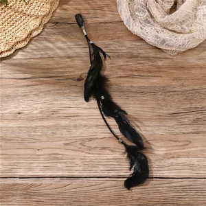 Pince a cheveux plume boheme style ethnique extension de plume noire femme voyage