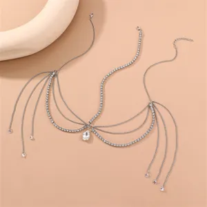 Elegant rhinestone forehead chain crystal drop headpiece bohemian hair jewellery for women