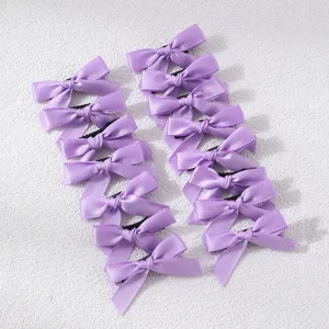 Purple ribbon bow hair clips set for women, sweet style hair accessories for daily wear.