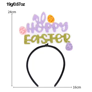 Easter bunny ear and egg letter decorative headband for holiday party props, lightweight 19g.