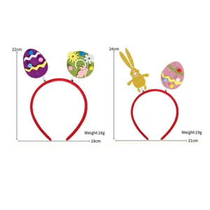 Easter bunny and egg headband set with cute felt decorations, lightweight party hair hoop.