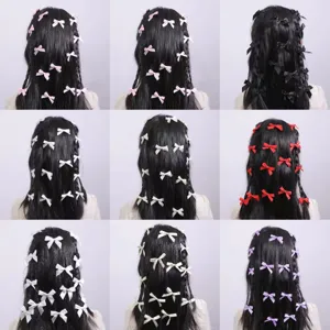 Sweet Polyester Ribbon Mini Bow Hair Clips Set Cute Sweet Style Hair Accessories For Women Girls Hair Styling Tools