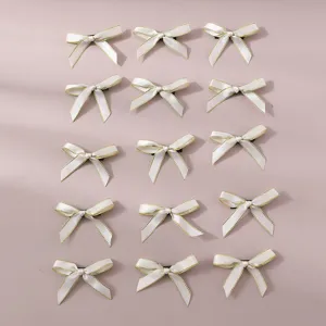 White polyester ribbon bow hair clips set, 15 pieces of simple sweet style hair accessories.