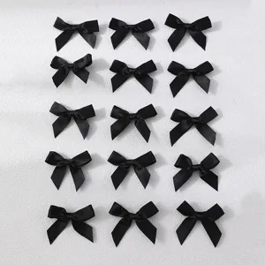 Black satin bow hair accessories set of 15 sweet style simple ribbon bows for women