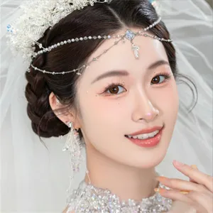 Exquisite crystal forehead chain brow pendant vintage hair accessory bohemian ethnic bridal jewelry