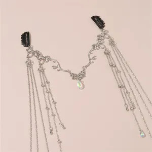 Vintage crystal forehead chain with drop pendant boho Hanfu hair accessory for women main view