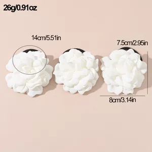 White fabric camellia hair tie elegant floral hair rope fashion hair accessories for women