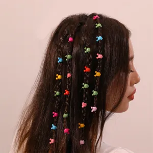 Colorful Bear Hair Clips Mini Hair Claws Resin Dreadlock Beads Hair Accessories For Women Girls Daily Styling